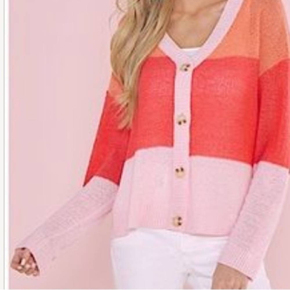 Mud Pie Barker Button Down Cardigan Sz M/L Women Multi Colored